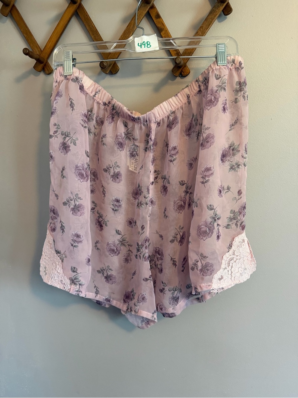 Michel Antoni Vintage Floral Lace Chiffon Tap Shorts Lingerie Pink 3X